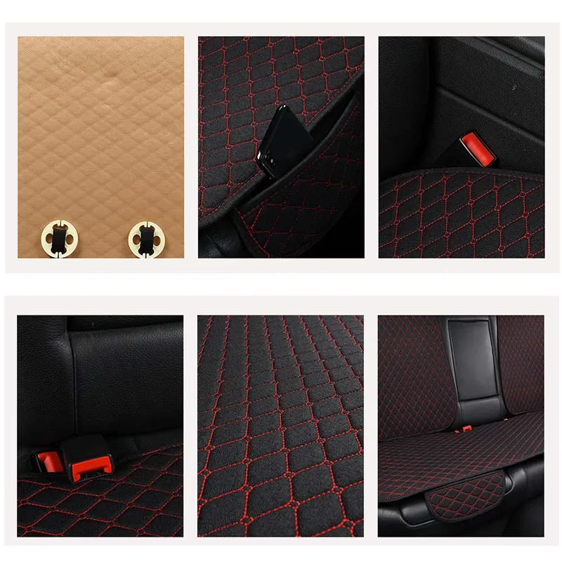 Universal Car Seat Cover Protector Auto Flax Front Back Rear Backrest Linen Seat Cushion Pad Automotive Interior Truck Suv Van