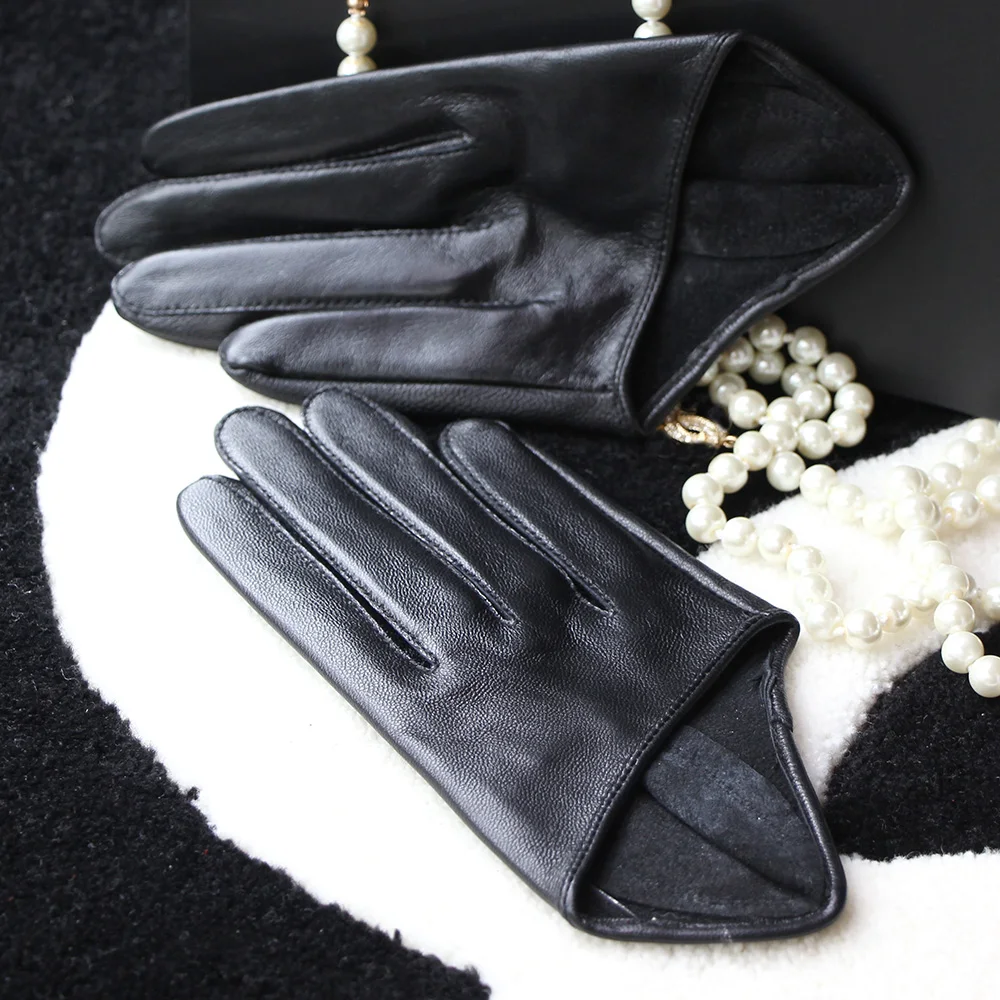 Men\'s Half Palm Gloves Real Leather Color Patent Leather Glove Fashion Stage Men\'s Motorcycle Gloves Sheepskin Customization New