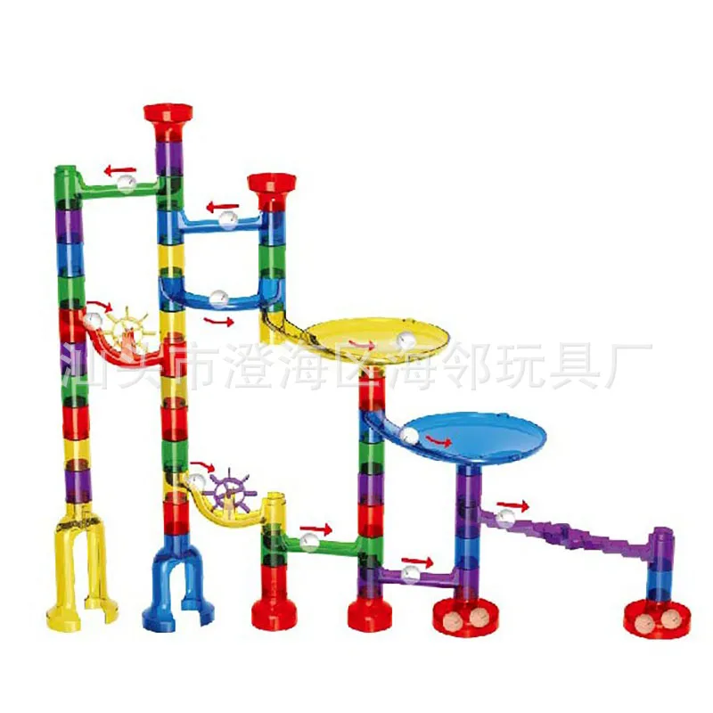 80Pcs Kinderen Onderwijs Speelgoed Diy Bouwstenen Marmeren Run Speelgoed Creatieve Marmer Ballen Speelgoed Ruimte Baan Bal Building blokken