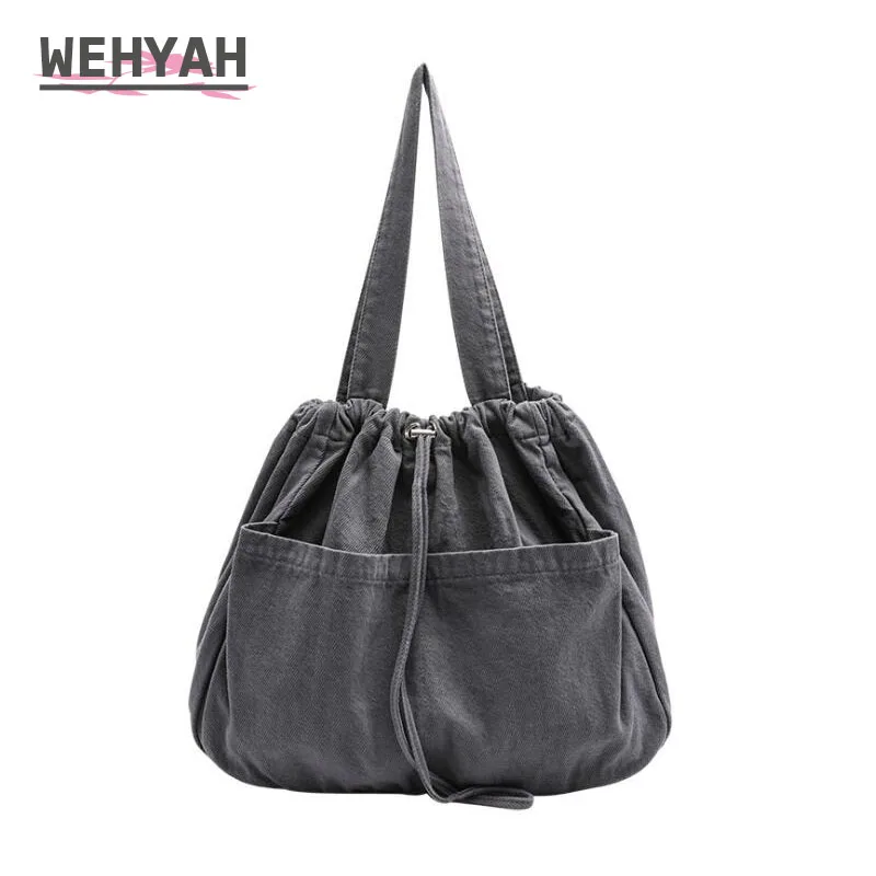 Wehyah Nylon Beam Bag Shopping bag Ladies Hand Tote Bags for Woman Totes Clutch Bag Drawstring Casual Luxury Women Handbag ZY025