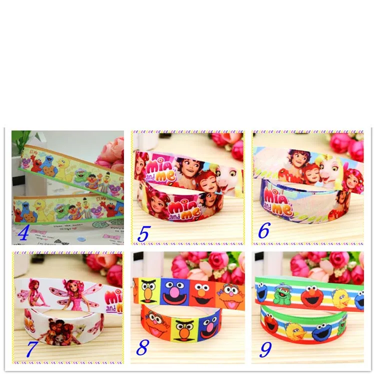 7/8\'\' elmo mia cartoon printed grosgrain ribbon hairbow headwear party decoration diy wholesale OEM 22mm D322