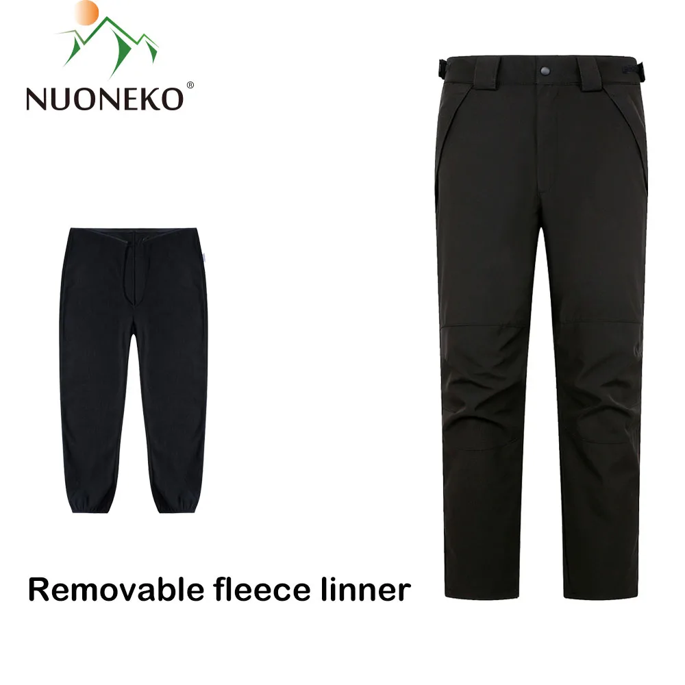 

NUONEKO Winter Mens Hiking Pants Thick Warm Fleece Softshell Waterproof Trousers Outdoor Trekking Climbing Removable Pants PM55