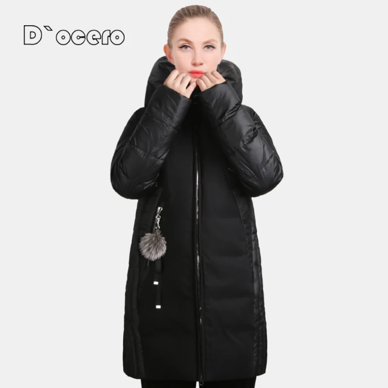 D`OCERO 2022 New Winter Down Jacket Women Female Oversize Cotton Parkas Thick Warm Padded Quilted Coats Hooded Long Outerwear