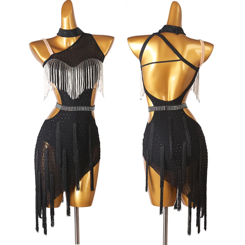 Latin Dans Jurk Sexy Vrouwen Rumba Dans Kleding Ballroom Training Kleding Slips Binnen High End Latin Dance Kwastje Jurk