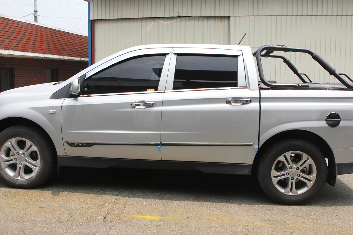 

Chrome Door Rain Visor Side Window Deflector Shade Sun Wind Shield Silver Trips Eaves for Ssangyong Actyon Sports