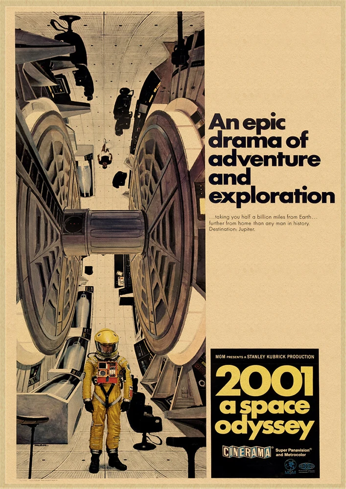 2001 우주 오디세이 poster2001 크래프트 종이 포스터 레트로 벽 예술 공예 스티커 거실 페인트 바 카페 무료 배송