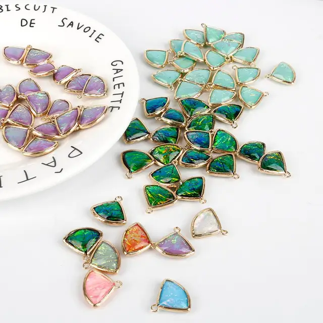 2 sztuk/partia 19x15mm w kształcie wachlarza żywica Charms wisiorek fit kolczyk bransoletka DIY Craft biżuteria akcesoria złoty kolor złota baza