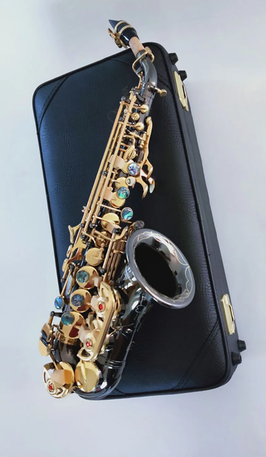 Black New Brand S-991 BbTune music instrument Golden key High-quality Curved soprano Saxophone With Mouthpiece Gift