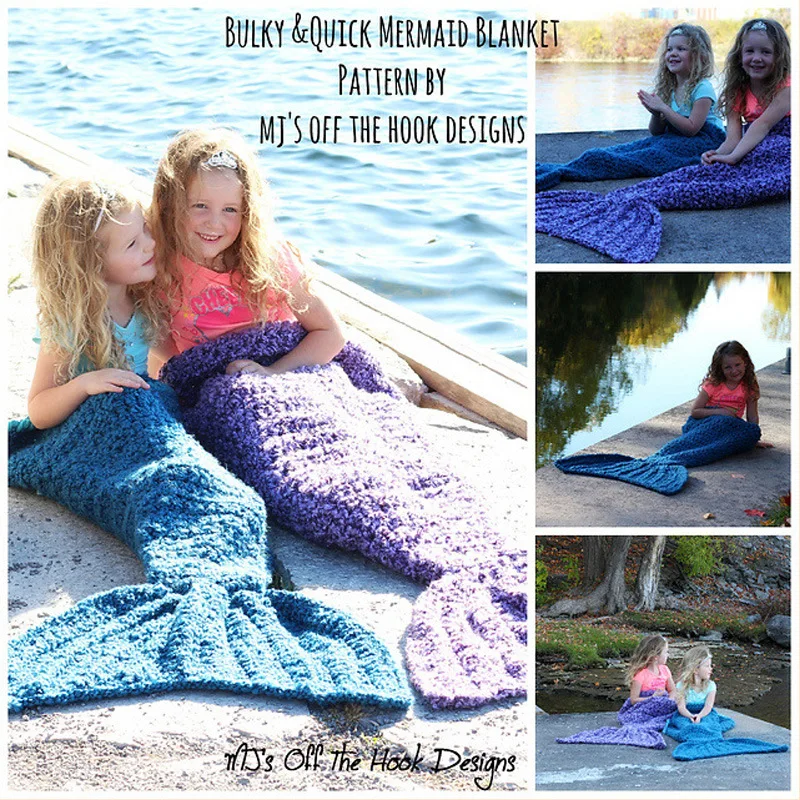 2023Autumn And Winter Women's Christmas Children's Mermaid Warm Blanket Solid Color Temperament Sweet Princess Mermaid Skirt