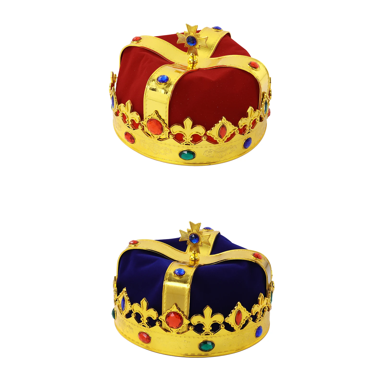 Luxury Gold Royal King Hat Cosplay Halloween Party Dress Up King Crown Imitation Diamond Plastic Emperor Cap Kids Birthday Gifts