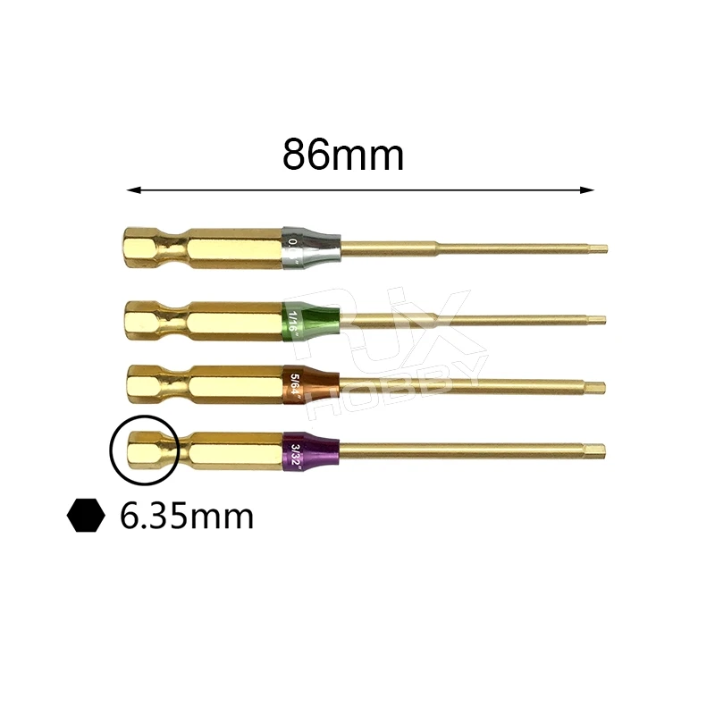 RJX 6.35mm Metric/Sae Hex Screwdriver Bit Super Hard HSS Batch Head For RC Car Boat Airplane Helicopter FPV Drone Repair Tool