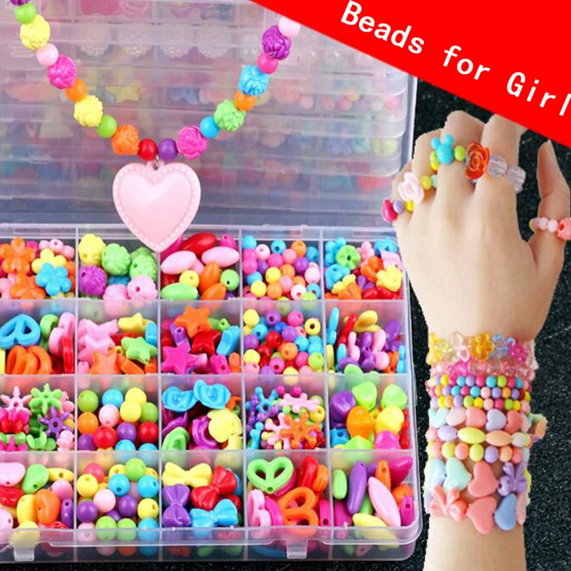 DIY Making Beads Kit Toy Children Kids Bracelet Set Girls Toys for 5 6 7 8 Years Old Jewellery Arts Crafts Necklace Intellectual