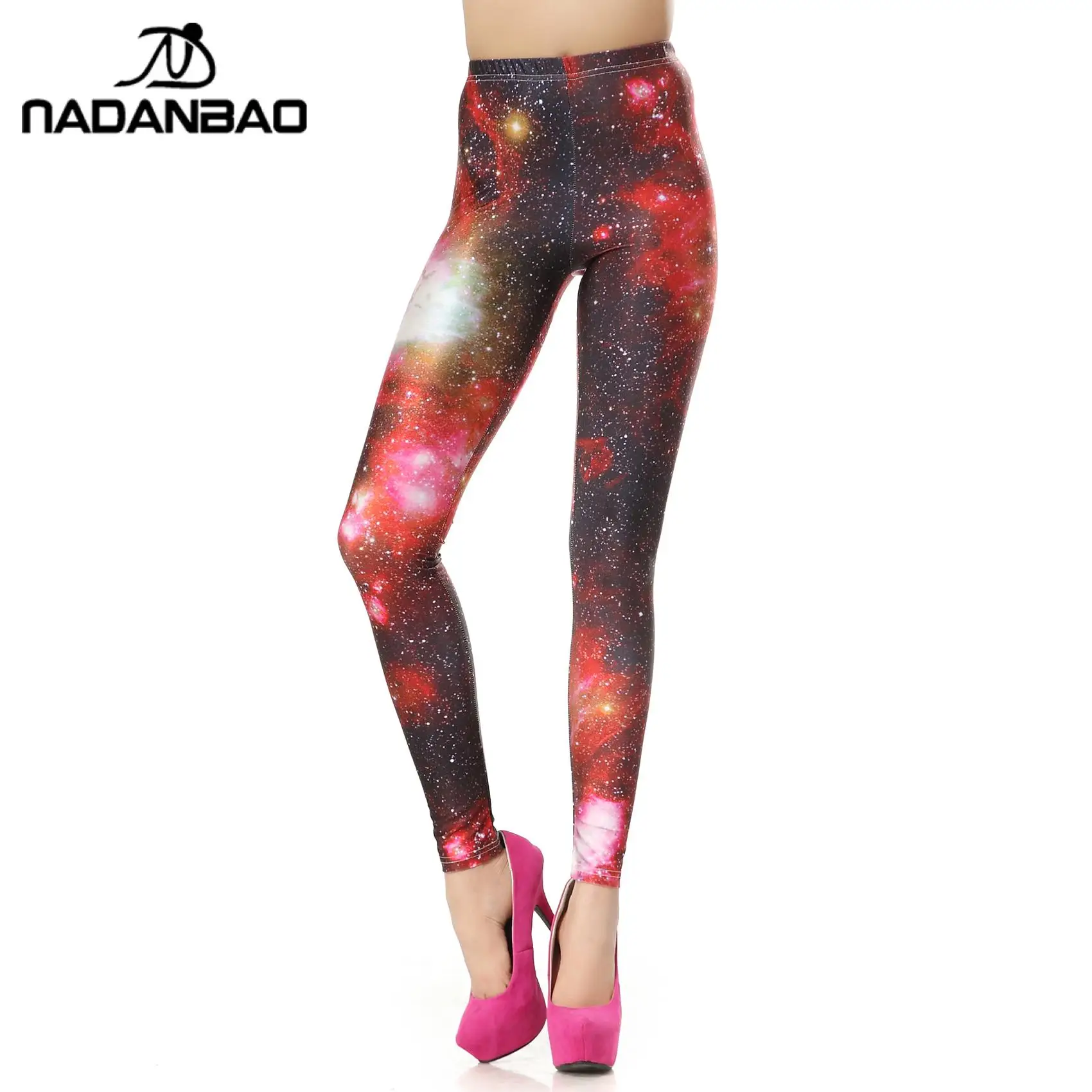 Nadanbao klassische Sternen himmel Frauen Leggings elastische Fitness hose schlanke Trainings hose 3D-Druck Leggins