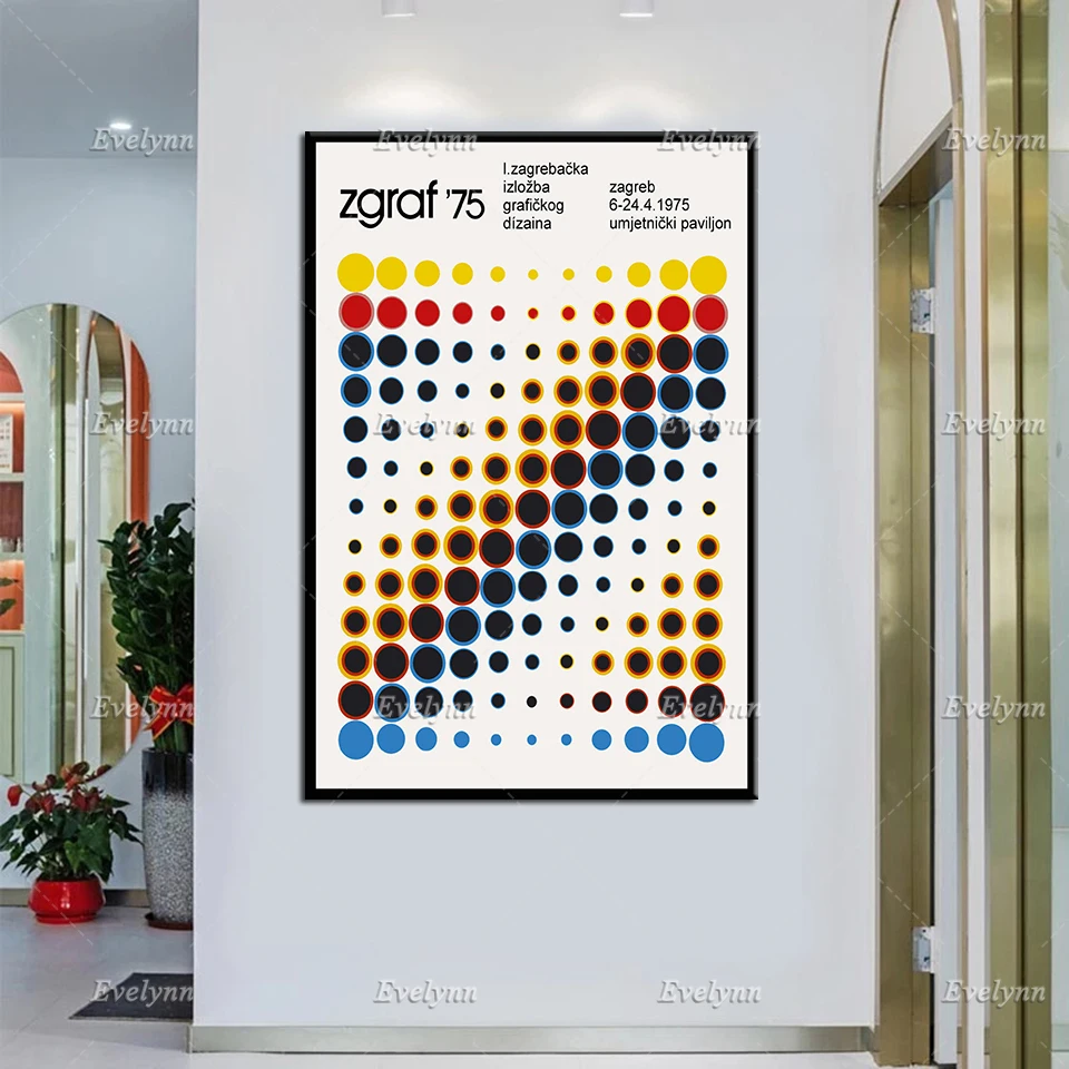 Exhibition Poster Zgraf'75 1st International Exhibition Of Graphic By Slavko Henigsman Home Decor Prints Wall Art Canvas