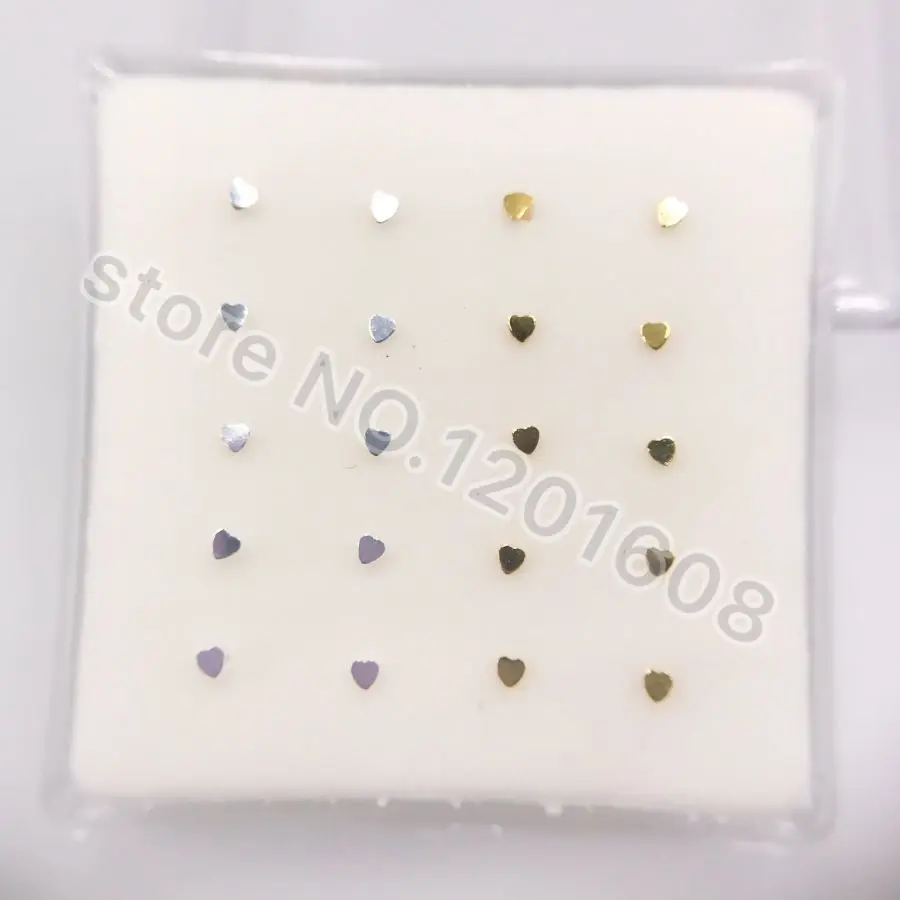 20Pcs Small Lovely Heart Shape 925 Sterling Silver Nose Stud Nose Pin Body Jewelry Percing Nez