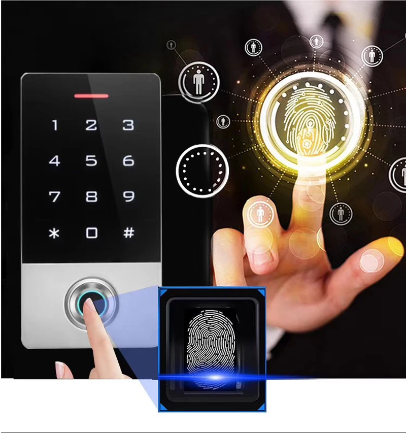 WIFI Tuya App Smart Door Lock Backlight Metal Touch Keypad Fingerprint 125Khz RFID Card Access Control System 10000 User