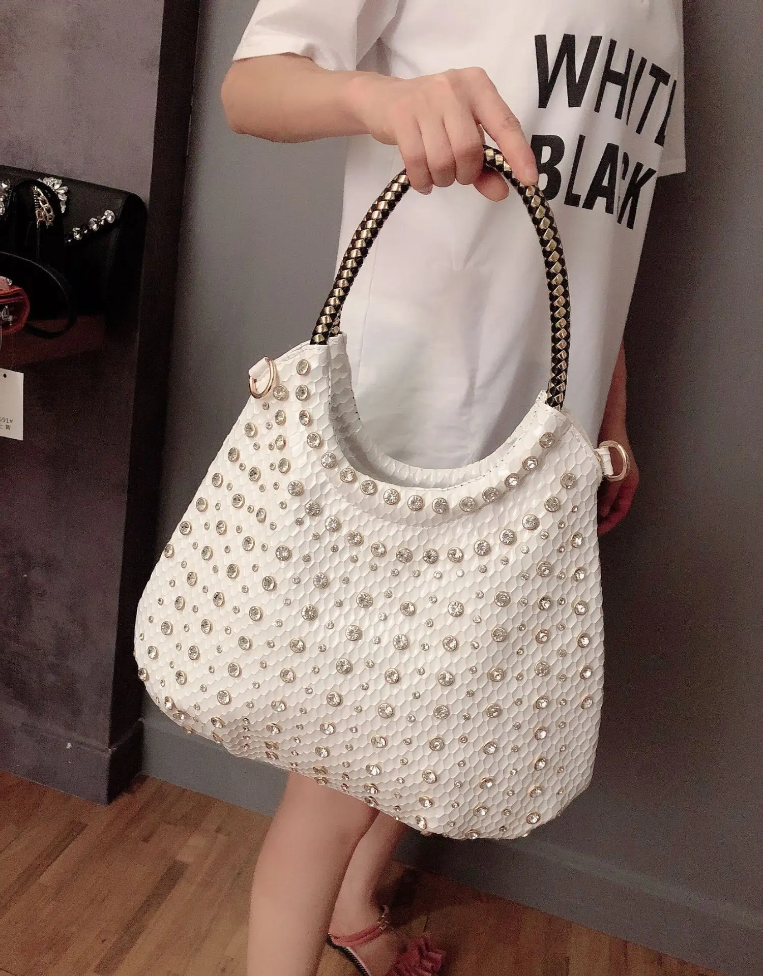 Luxury Women handbags Fashionable lady bag diamond Big bag female bag water diamond shoulder Elegant Ladies Shoulder Bag