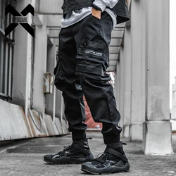 Tactical Functional Cargo Pants Joggers Men Black Elastic Waist Trousers Hip Hop Streetwear Multi-pocket Pants Techwear WB347