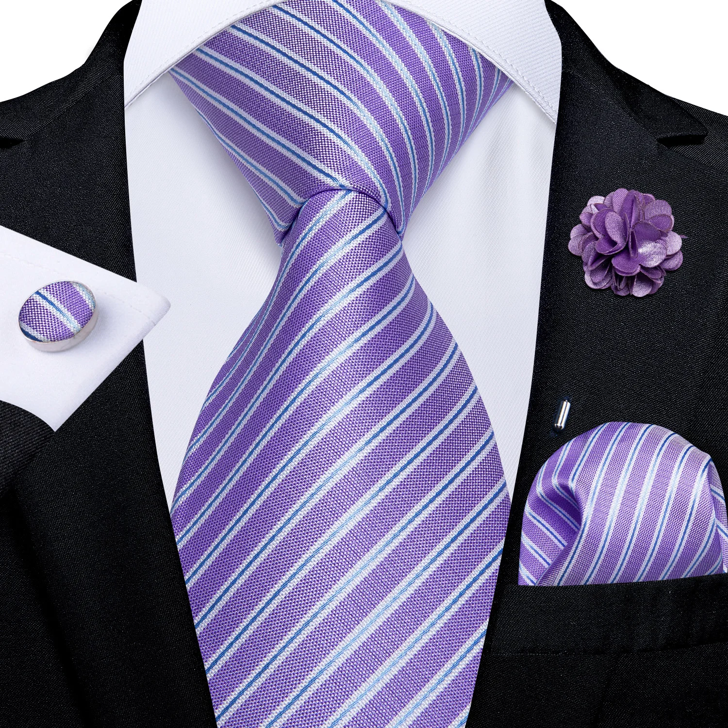 Floral Pink Ties For Men Wedding Party Man Tie Handkerchief Brooch Cufflinks Set Men Accessories Gravata