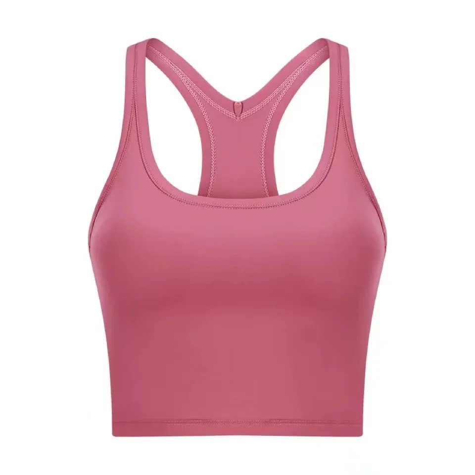 Padded Plain Sport Yoga Fitness Crop Top Bras Women Racerback Butter Soft Workout Athletic Gym Bras Vest