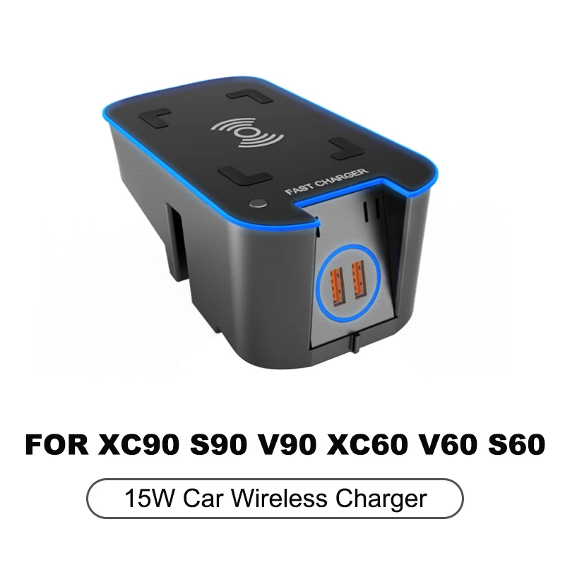 Car Wireless Charger Board For Volvo XC60 S90 XC90 V60 V90 S60 Cigarette Lighter Mobile Phone Fast Charging Charger 2015-2021