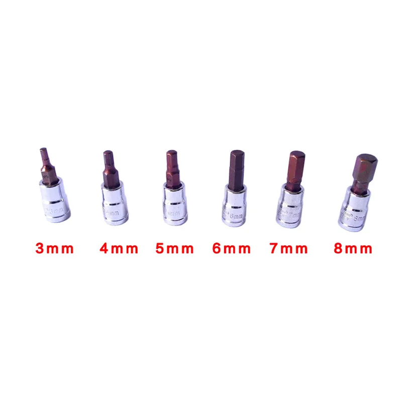 BOSI 1/4-Inch Drive Hex Bit Socket Set Metric 3-8mm 6-Piece
