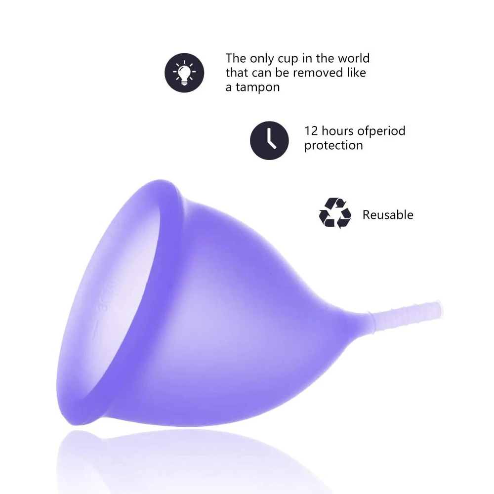 AEIOU Hypoallergenic Certified Menstrual Cup For Women Mental Collector Medical Silicon Period Cup Resualbe Soft Replace Pad