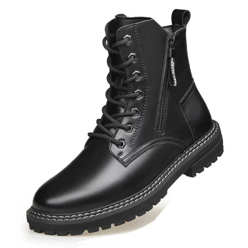 

England designer men fashion motorcycle boots black autumn winter shoes platform bottes hommes ankle botas de homens chaussure