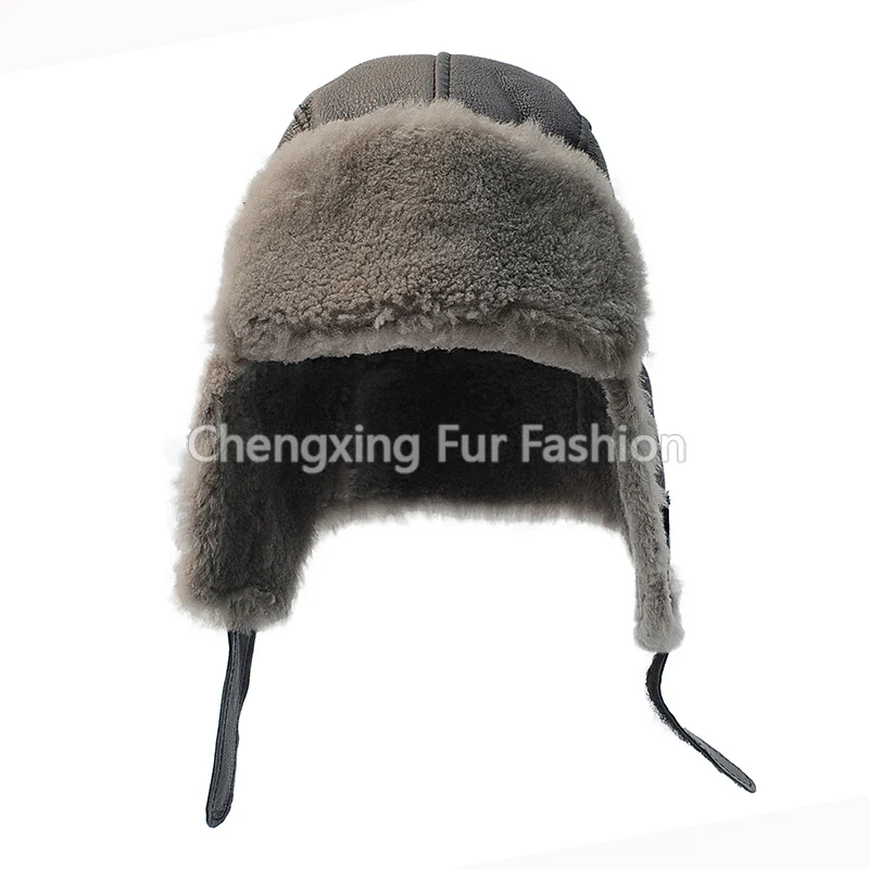 

CX-C-265H European Earflap Design Unisex Cap Genuine Shearing Sheepskin Fur Hat