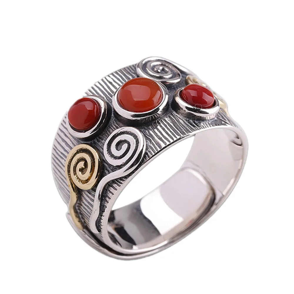 Wholesale s925 silver pure hand-made lady moonlight stone ring new product