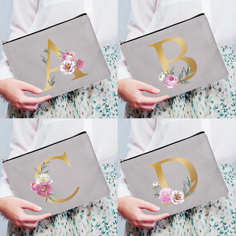 

Уличная косметичка с буквенным цветком для девочек, женские косметички, дорожный органайзер для туалетных принадлежностей, женский кошелек, клатч, свадебный подарок подружке невесты