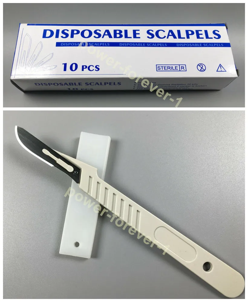 

1~50Box Disposable Scalpels Dental Sterile Surgical Blade 10# Plastic Handle Stainless Steel Scalpel Knives