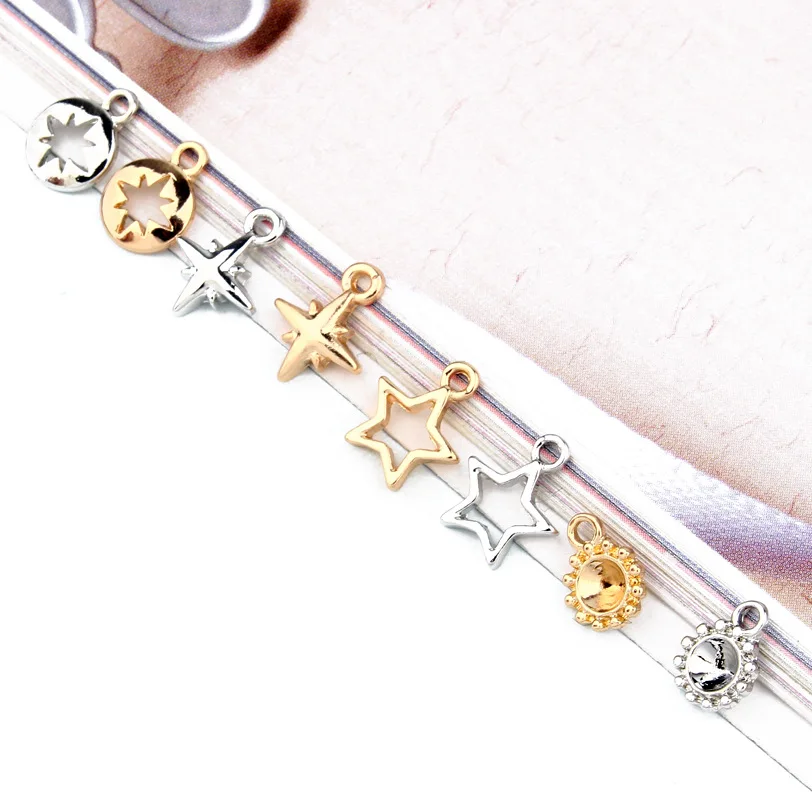 10pcs Minimalism Small Mini Alloy Hexagram Star Earring Charms Connector Findings Eardrop Necklace Key Pendants Jewlery Making