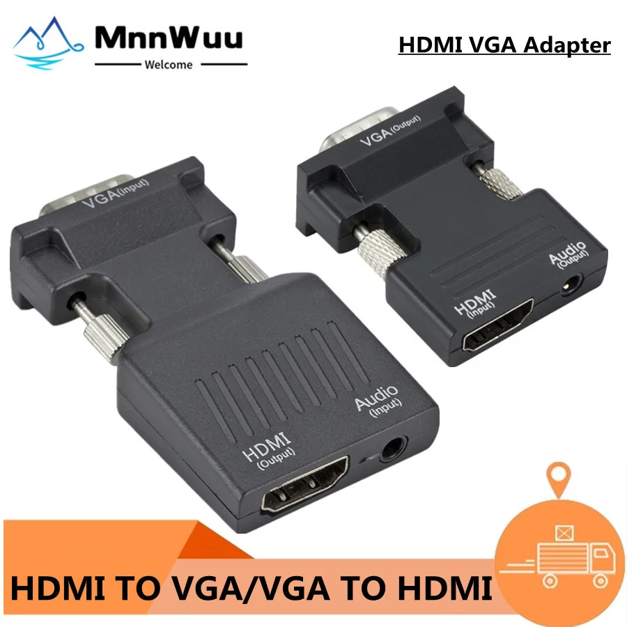 VGA to HDMI-compatible Converter Adapter 1080P VGA Adapter For PC Laptop to HDTV Projector Video Audio HDMI-compatible to VGA