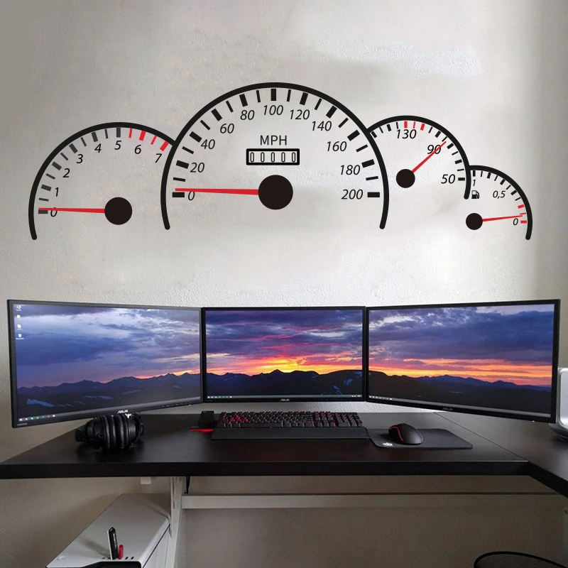 

Измеритель скорости автомобиля, Настенная Наклейка для игровой комнаты, измеритель скорости, одометр, гоночная Наклейка на стену для автом...