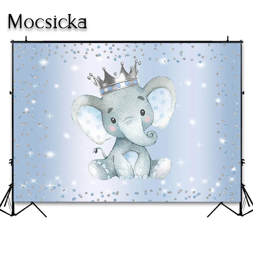 Mocsicka Bé Trai Tai Voi Lưng Voi Hoàng Tử Cho Bé Trang Trí Tiệc Lấp Lánh Voi Xanh Bé Trai Sinh Nhật Hình Nền