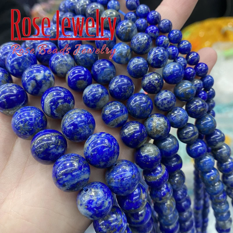 AAAAA Natural Real Lapis Lazuli Stone Beads Round Loose Beads 4 6 8 10 12 MM Pick Size For Jewelry Making DIY Bracelet 15