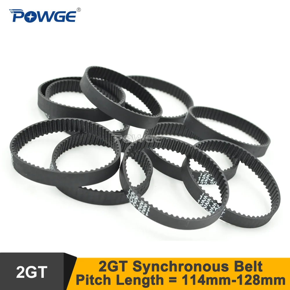 

POWGE 120/122/124/126/128 2GT Timing Belt W=3/6/9mm Teeth 60/61/62/63/64 GT2 Closed-Loop Synchronous Belt 122-2GT 126-GT2