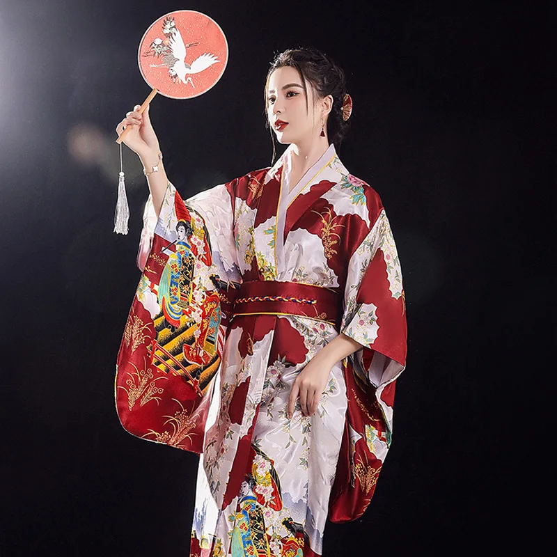 Japonês tradicional yukata quimono com obi vintage mulher vestido de noite gueixa quimono palco do vintage feminino mostrar traje cosplay