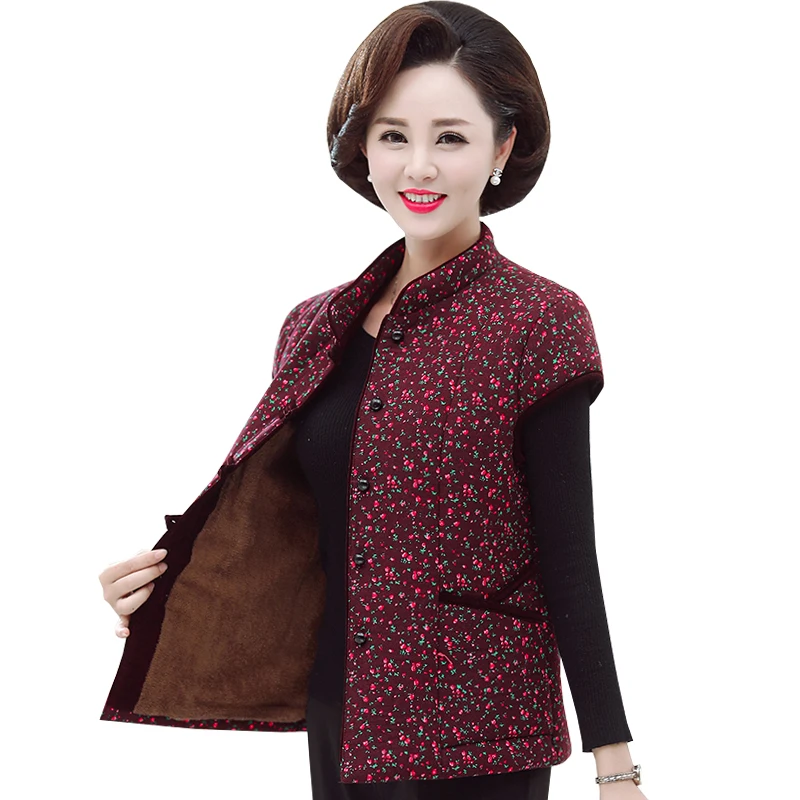 Middle-aged and Elderly Women's Vest Winter Vests 2024 New Short Half Sleeve Add velvet Keep Warm Coat Winter Waistcoat 5XL