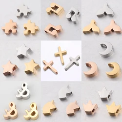 Fnixtar 5Pcs/Lot Moon Star Cross Beads Charms Stainless Steel Beads For DIY Making Necklace Braid Bracelets Christmas Jewelry
