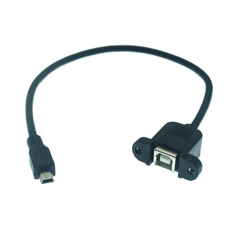 New USB 2.0 B female socket scanner printer panel mounted to USB Mini Micro B 5-pin 90 degree male  best quality 0.3m 0.5m cable