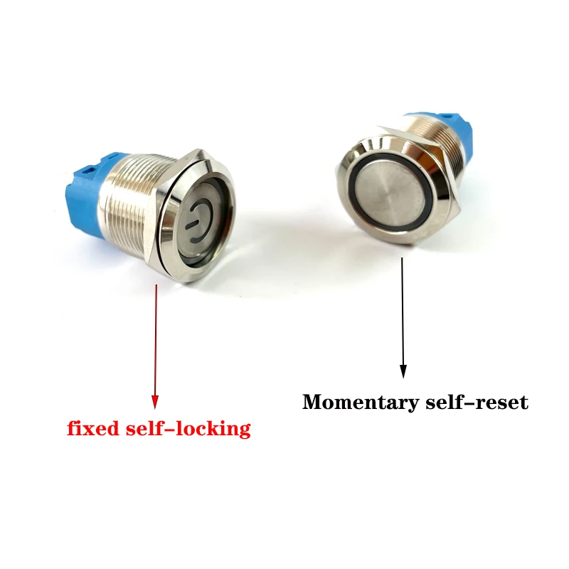 12mm 16mm 19mm 22mm Led Metal Button with Light Waterproof Button Automatic Reset Self Locking Power Symbol Switch Without base