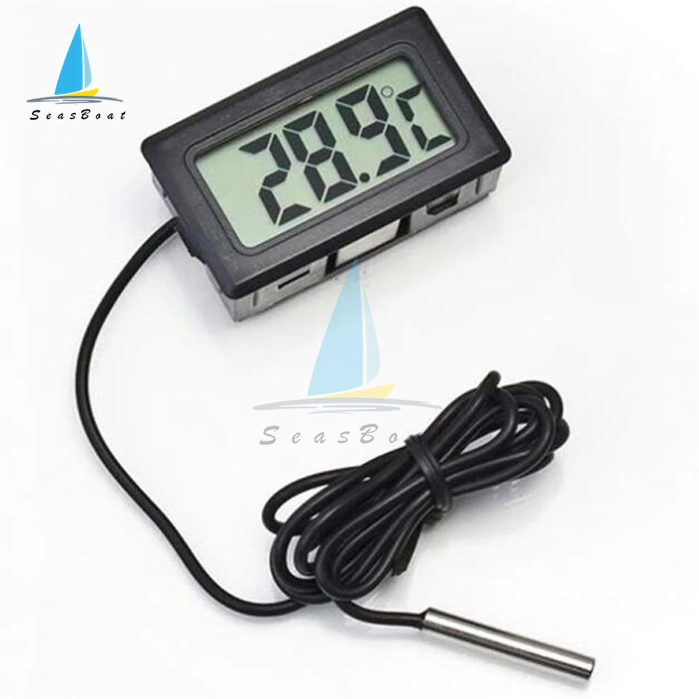 FY-10 Mini LCD Digital Thermometer Aquarium Water Bath Temperature Tester Detector Monitor Embedded Temperature Sensor Probe 1M