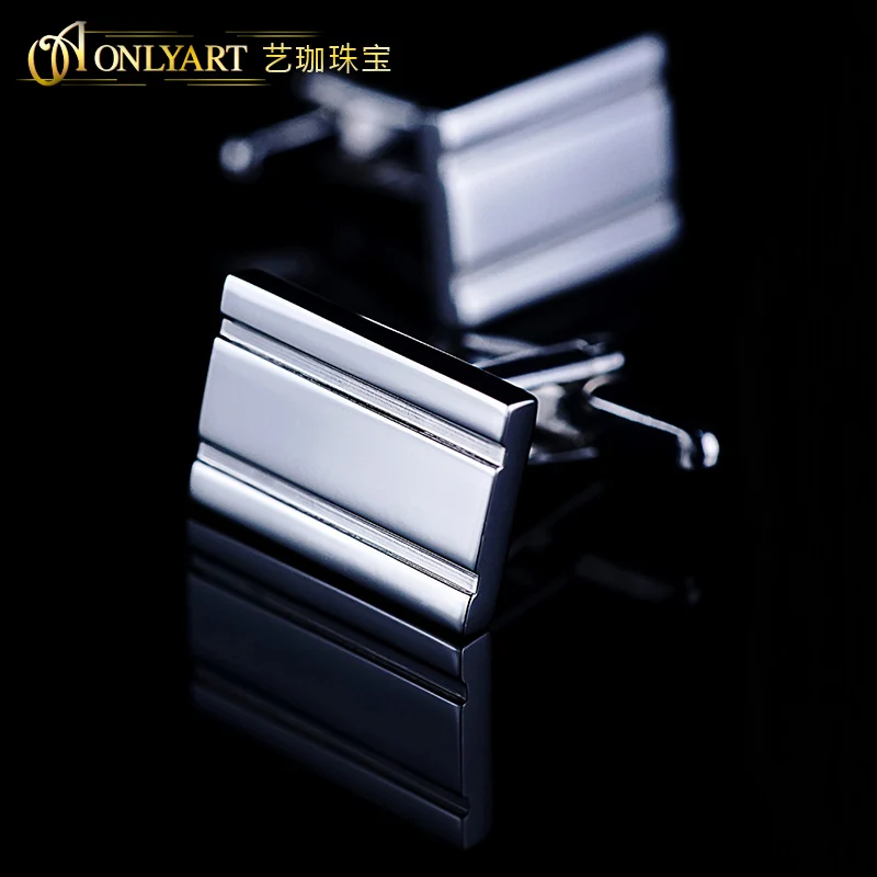 

Silver Plated Men's Cufflink High Polished Rectangle Cufflinks Blank Men Shirts French OnlyArt Jewelry