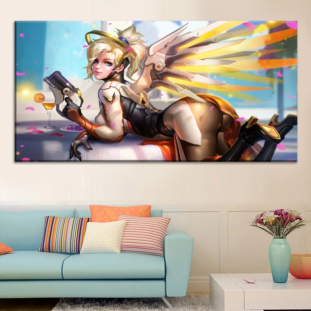 Sexy Mercy  Painting Modern On Canvas Print Type And On The Wall Decorative Artwork 1 Panel Style Game Large Poster