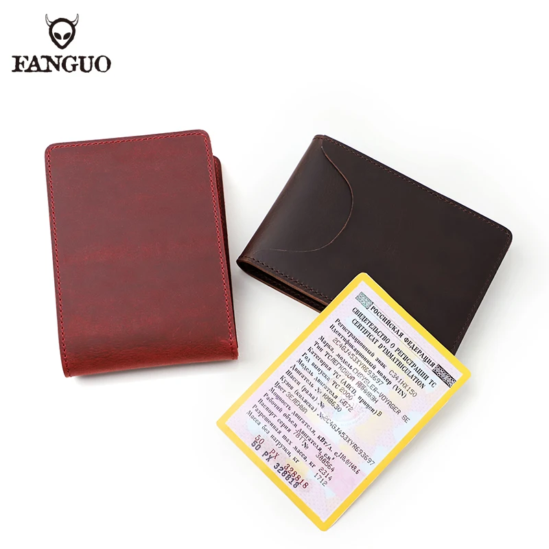 Genuine Leather Russian Driver's License Holder Cow Leather Cover For Car Auto Document Portable Card Slot Wallet Coin Purse