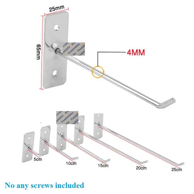 20Pcs Wall Mounting Display Storage Hook Pegboard Chrome Steel Wire Rack Shelf Bracket For Shop Store Supermarket Home