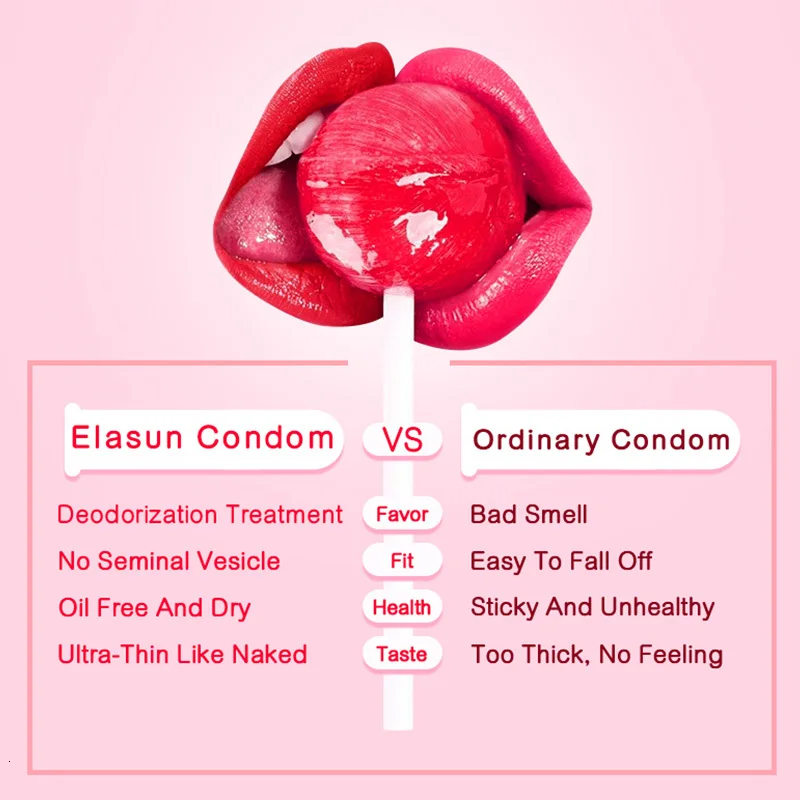 Elasun 10pcs Man Women Oral Sex Toys For Couples Condoms Taste Designed Specifically Blowjob Ultra Thin Condom No Oil Original C