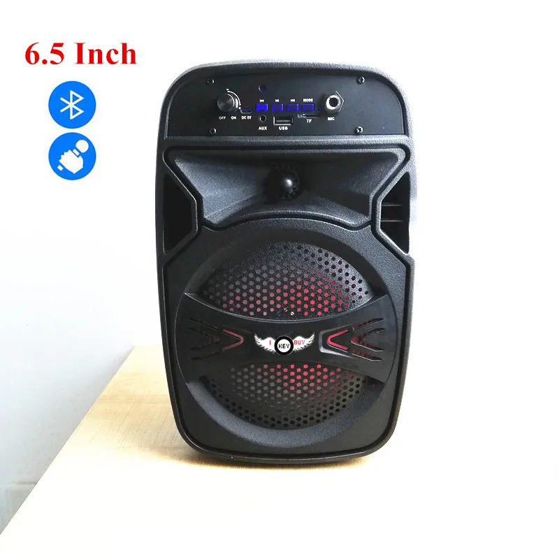 Portable 220v AC  5v DC 6.5 Inch Bluetooth Active Speaker Subwoofer  USB/TF Card/AUX/FM Radio/Microphone Input